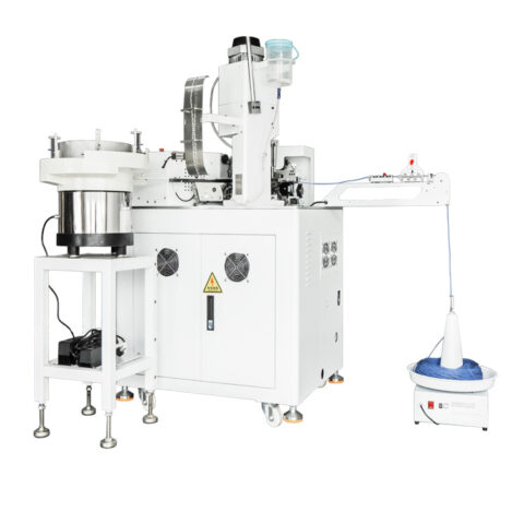 Automatic two cable ends crimping and one end connector insertion machine